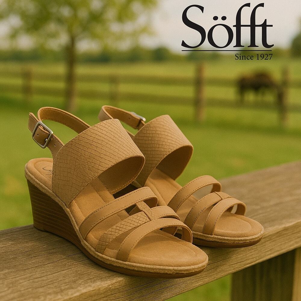 Sofft Taupe Summer Wedges Sz. 11